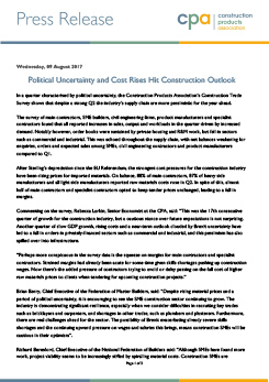 Political Uncertainty and Cost Rises Hit Construction Outlook