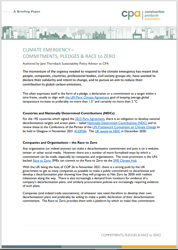 Climate Emergency - Commitments, Pledges & Race to Zero 