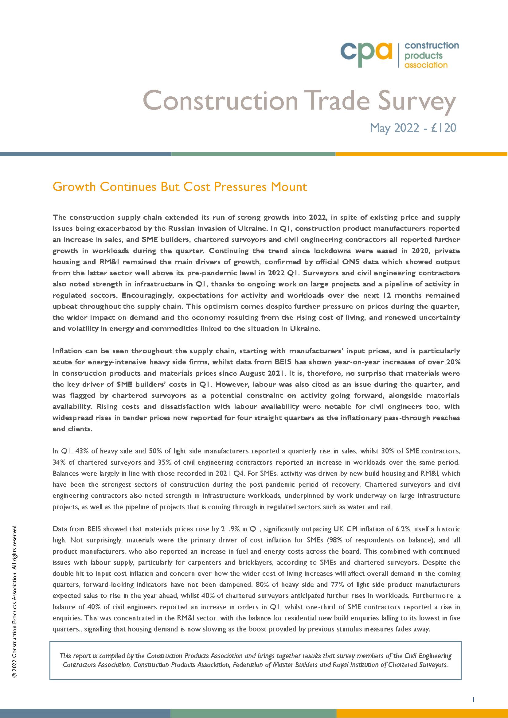 Construction Trade Survey - 2022 Q1