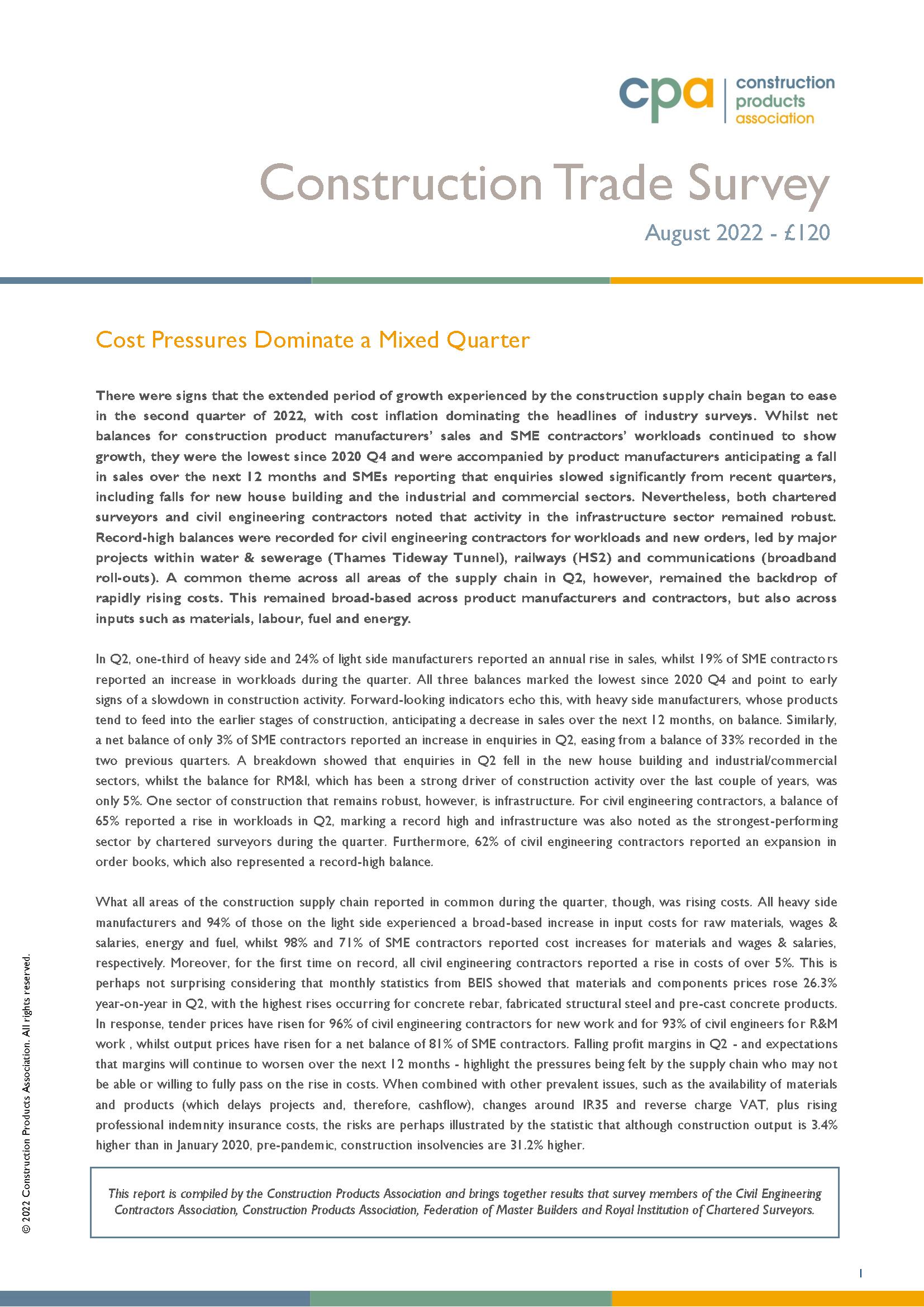 Construction Trade Survey - 2022 Q2