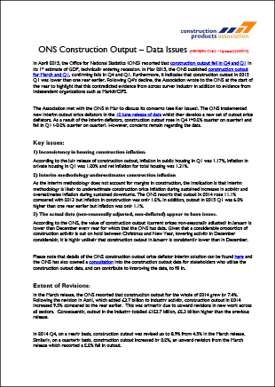 Construction Output Data Issues